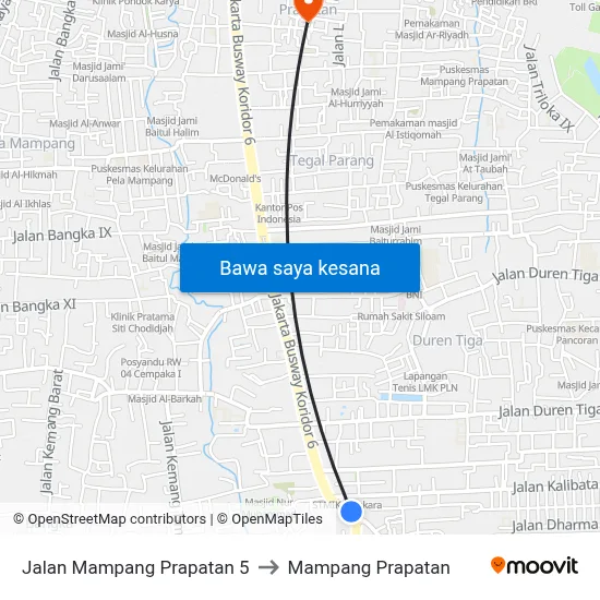 Jalan Mampang Prapatan 5 to Mampang Prapatan map