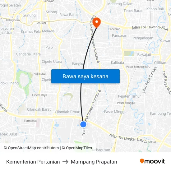 Kementerian Pertanian to Mampang Prapatan map