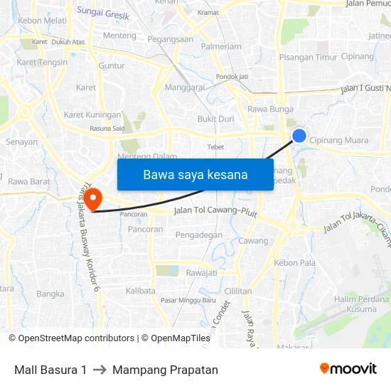 Mall Basura 1 to Mampang Prapatan map