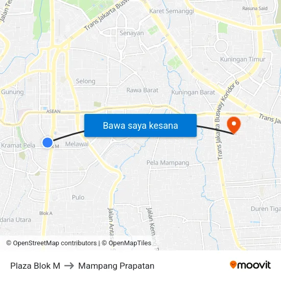 Plaza Blok M to Mampang Prapatan map