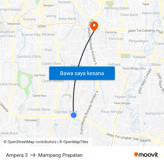 Ampera 3 to Mampang Prapatan map