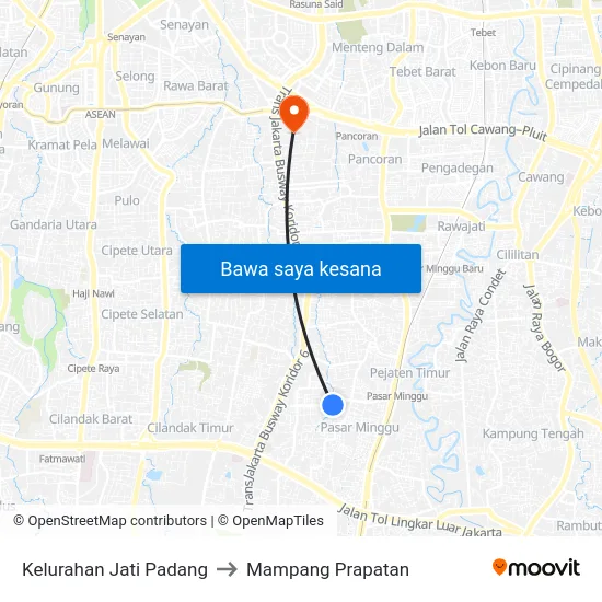 Kelurahan Jati Padang to Mampang Prapatan map