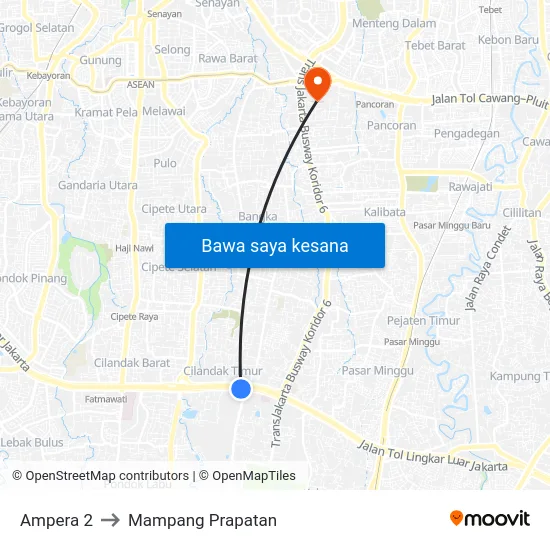 Ampera 2 to Mampang Prapatan map