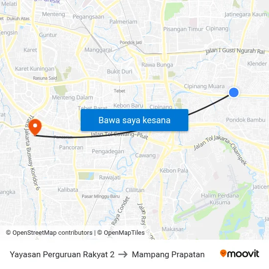 Yayasan Perguruan Rakyat 2 to Mampang Prapatan map