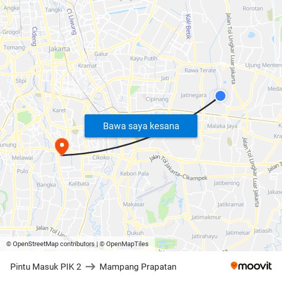 Pintu Masuk PIK 2 to Mampang Prapatan map