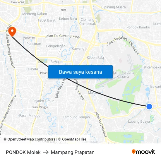 PONDOK Molek to Mampang Prapatan map