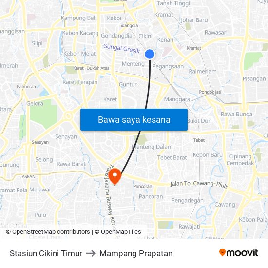 Stasiun Cikini Timur to Mampang Prapatan map