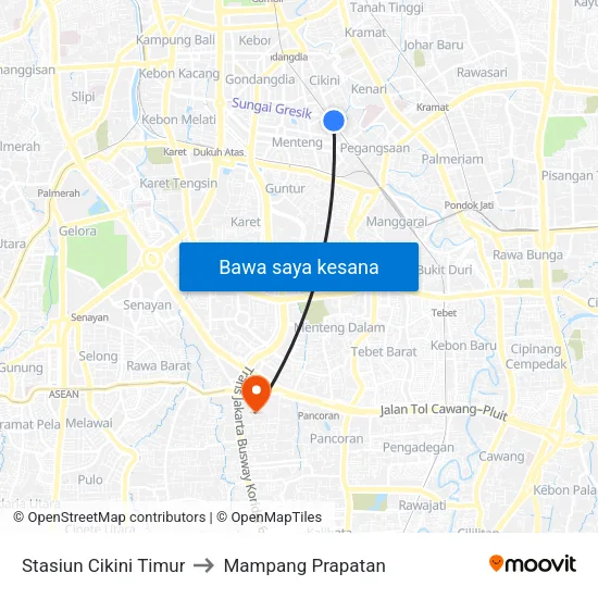 Stasiun Cikini Timur to Mampang Prapatan map