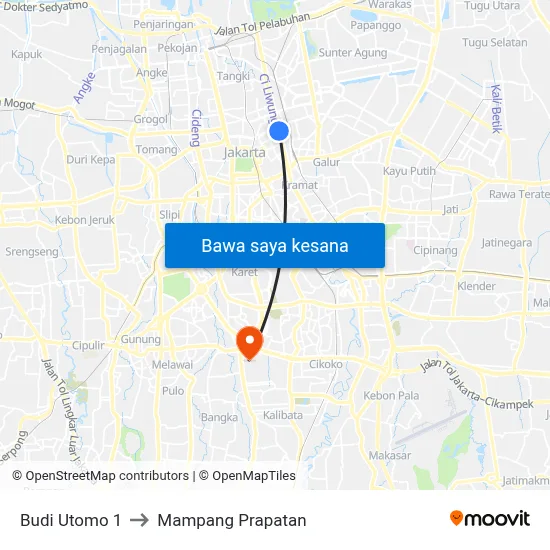 Budi Utomo 1 to Mampang Prapatan map