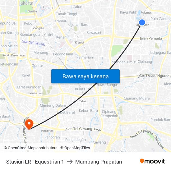 Stasiun LRT Equestrian 1 to Mampang Prapatan map