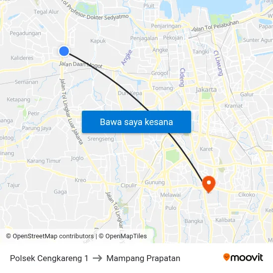 Polsek Cengkareng 1 to Mampang Prapatan map