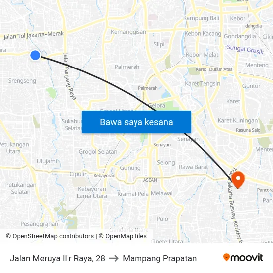 Jalan Meruya Ilir Raya, 28 to Mampang Prapatan map