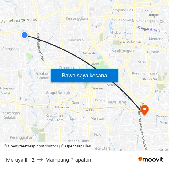 Meruya Ilir 2 to Mampang Prapatan map
