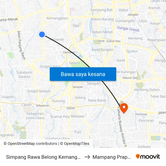 Simpang Rawa Belong Kemanggisan to Mampang Prapatan map