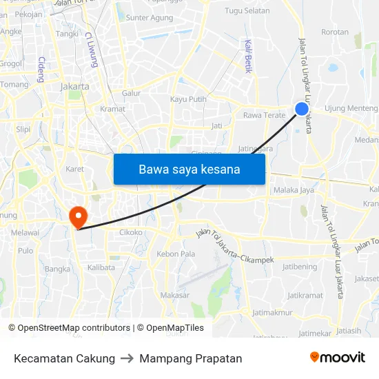 Kecamatan Cakung to Mampang Prapatan map