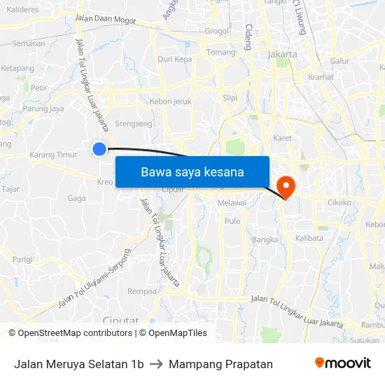 Jalan Meruya Selatan 1b to Mampang Prapatan map