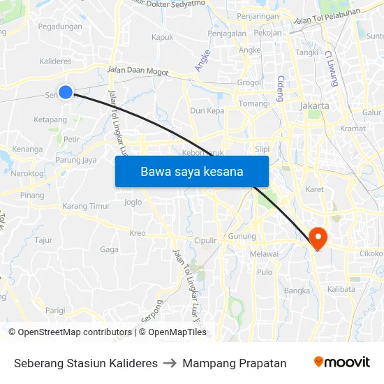 Seberang Stasiun Kalideres to Mampang Prapatan map