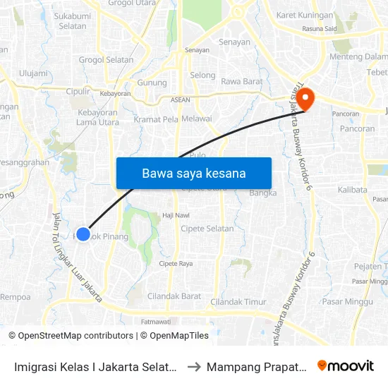 Imigrasi Kelas I Jakarta Selatan to Mampang Prapatan map