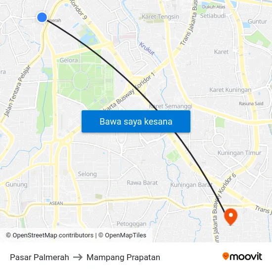 Pasar Palmerah to Mampang Prapatan map
