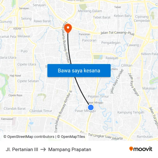 Jl. Pertanian III to Mampang Prapatan map