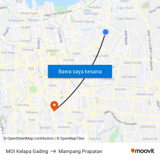 MOI Kelapa Gading to Mampang Prapatan map