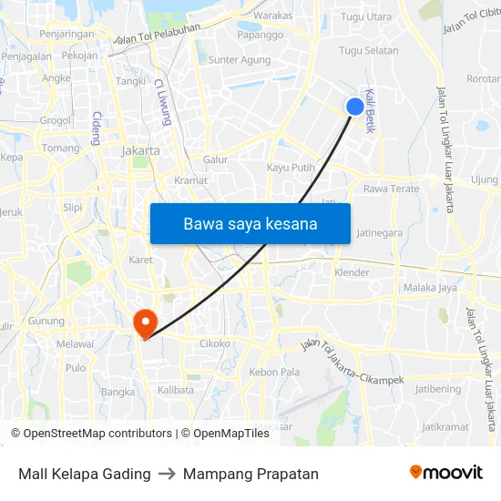 Mall Kelapa Gading to Mampang Prapatan map