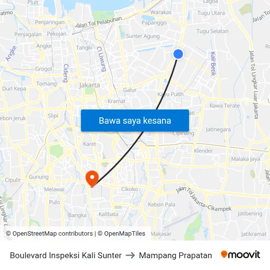 Boulevard Inspeksi Kali Sunter to Mampang Prapatan map