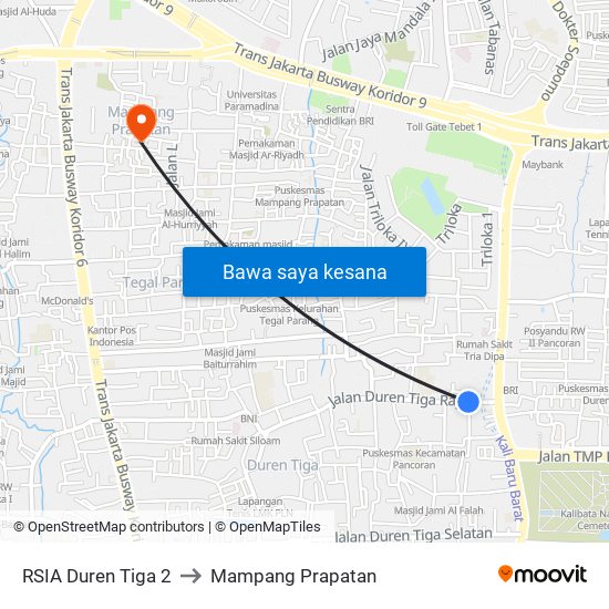 RSIA Duren Tiga 2 to Mampang Prapatan map