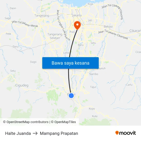 Halte Juanda to Mampang Prapatan map