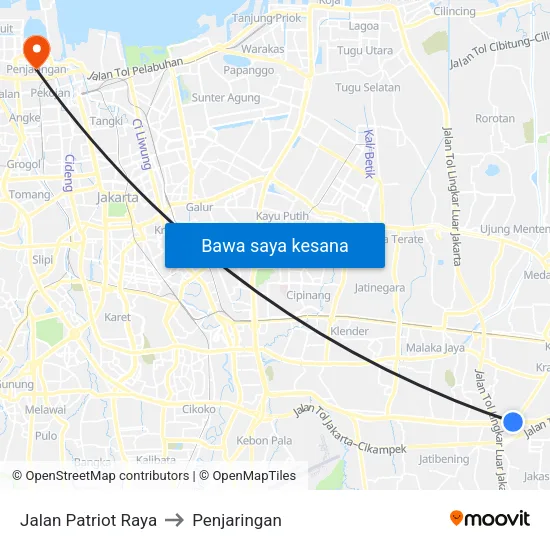 Jalan Patriot Raya to Penjaringan map