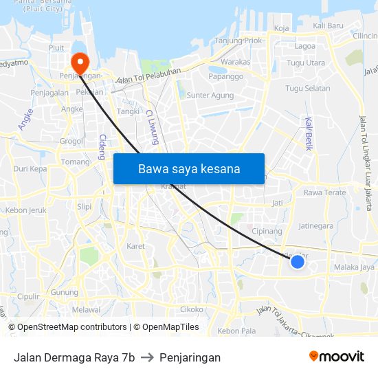 Jalan Dermaga Raya 7b to Penjaringan map