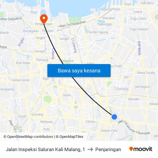 Jalan Inspeksi Saluran Kali Malang, 1 to Penjaringan map