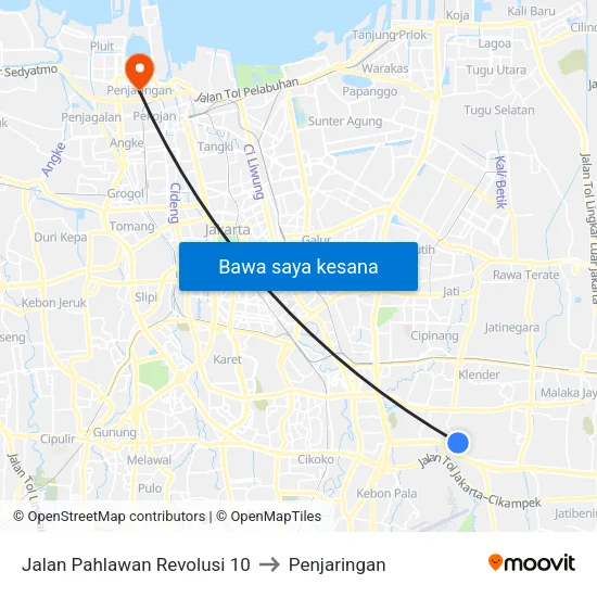 Jalan Pahlawan Revolusi 10 to Penjaringan map