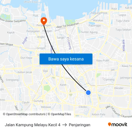 Jalan Kampung Melayu Kecil 4 to Penjaringan map