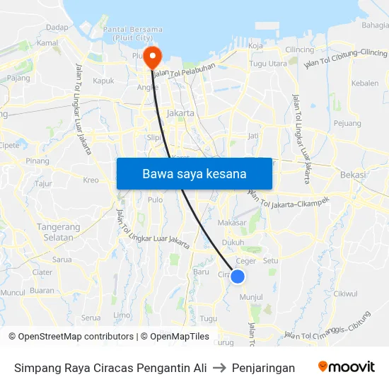 Simpang Raya Ciracas Pengantin Ali to Penjaringan map