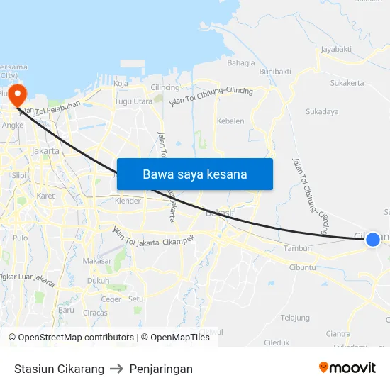 Stasiun Cikarang to Penjaringan map
