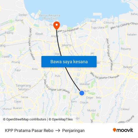 KPP Pratama Pasar Rebo to Penjaringan map