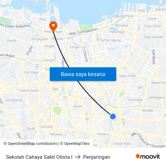 Sekolah Cahaya Sakti Otista I to Penjaringan map