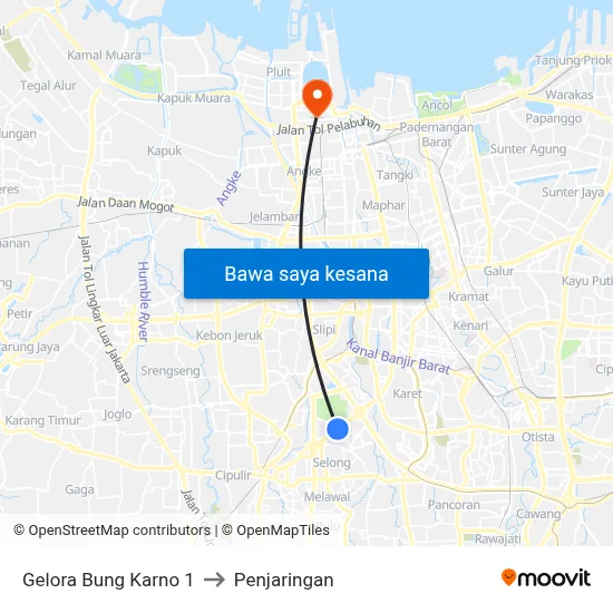 Gelora Bung Karno 1 to Penjaringan map