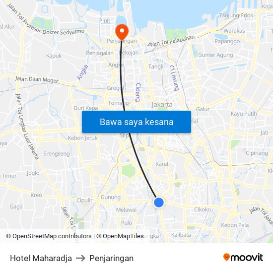 Hotel Maharadja to Penjaringan map