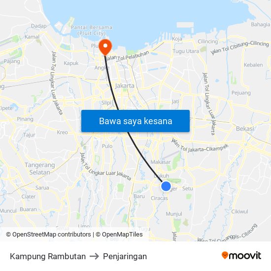 Kampung Rambutan to Penjaringan map