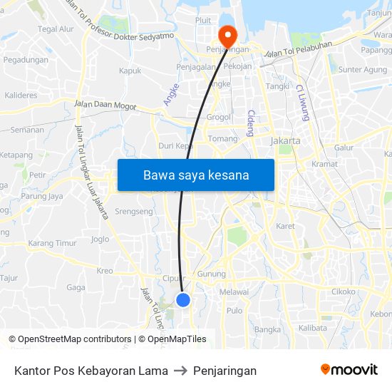 Kantor Pos Kebayoran Lama to Penjaringan map