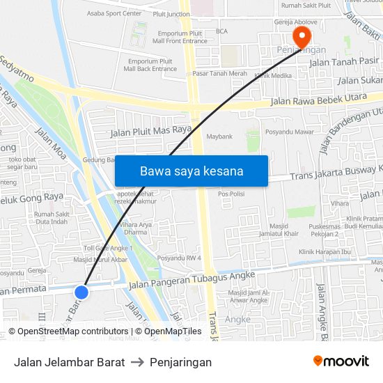 Jalan Jelambar Barat to Penjaringan map