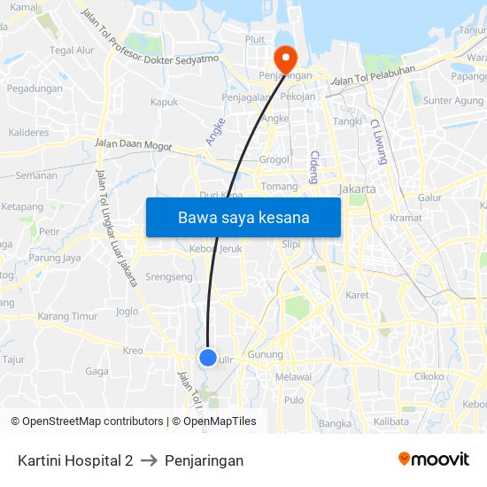 Kartini Hospital 2 to Penjaringan map
