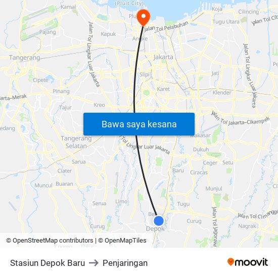 Stasiun Depok Baru to Penjaringan map