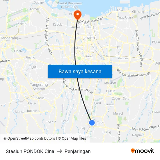 Stasiun PONDOK Cina to Penjaringan map
