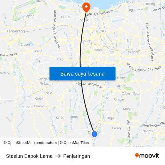 Stasiun Depok Lama to Penjaringan map