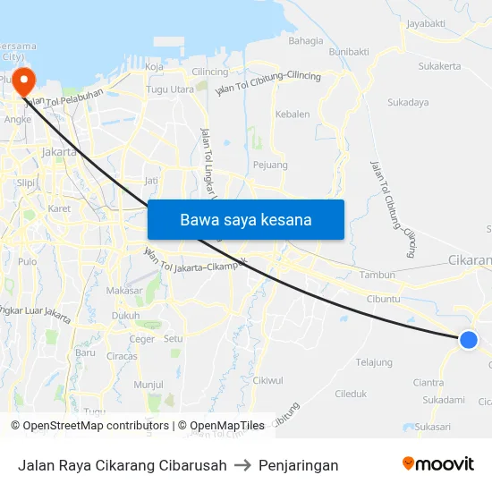 Jalan Raya Cikarang Cibarusah to Penjaringan map