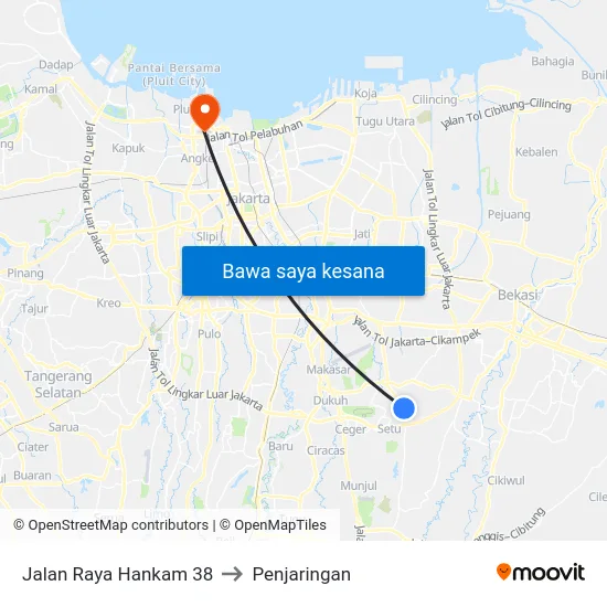 Jalan Raya Hankam 38 to Penjaringan map