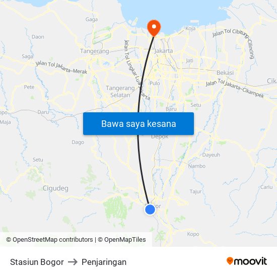 Stasiun Bogor to Penjaringan map